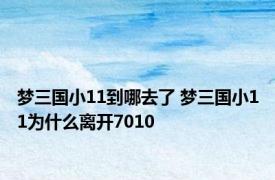 梦三国小11到哪去了 梦三国小11为什么离开7010