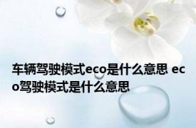 车辆驾驶模式eco是什么意思 eco驾驶模式是什么意思