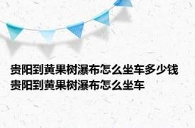 贵阳到黄果树瀑布怎么坐车多少钱 贵阳到黄果树瀑布怎么坐车