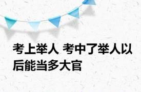 考上举人 考中了举人以后能当多大官