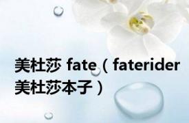 美杜莎 fate（faterider美杜莎本子）