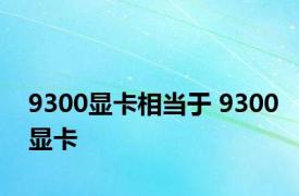 9300显卡相当于 9300显卡 