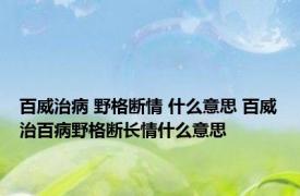 百威治病 野格断情 什么意思 百威治百病野格断长情什么意思