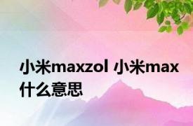 小米maxzol 小米max什么意思