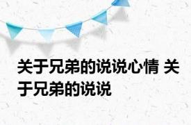 关于兄弟的说说心情 关于兄弟的说说