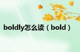 boldly怎么读（bold）