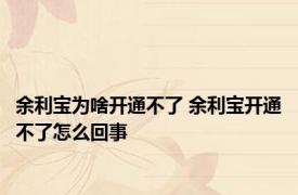 余利宝为啥开通不了 余利宝开通不了怎么回事