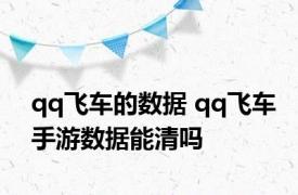 qq飞车的数据 qq飞车手游数据能清吗