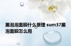 黑泡泡面膜什么原理 sum37黑泡面膜怎么用