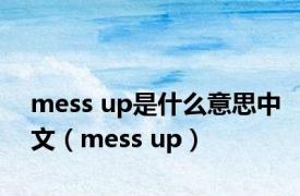 mess up是什么意思中文（mess up）