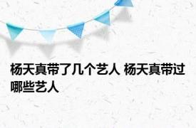 杨天真带了几个艺人 杨天真带过哪些艺人