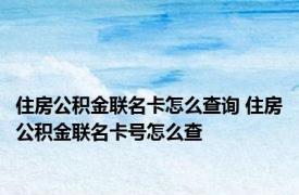 住房公积金联名卡怎么查询 住房公积金联名卡号怎么查