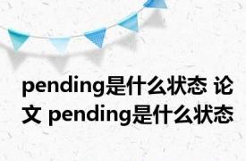 pending是什么状态 论文 pending是什么状态