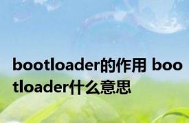 bootloader的作用 bootloader什么意思 