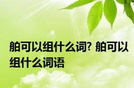 舶可以组什么词? 舶可以组什么词语