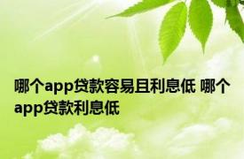 哪个app贷款容易且利息低 哪个app贷款利息低