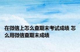 在微信上怎么查期末考试成绩 怎么用微信查期末成绩