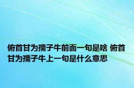 俯首甘为孺子牛前面一句是啥 俯首甘为孺子牛上一句是什么意思