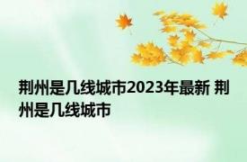 荆州是几线城市2023年最新 荆州是几线城市