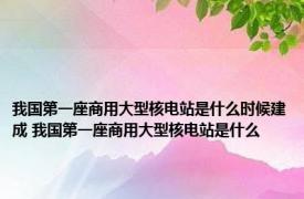 我国第一座商用大型核电站是什么时候建成 我国第一座商用大型核电站是什么