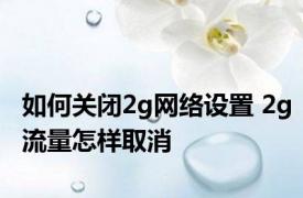 如何关闭2g网络设置 2g流量怎样取消