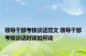 领导干部考核谈话范文 领导干部考核谈话时该如何说