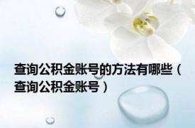 查询公积金账号的方法有哪些（查询公积金账号）