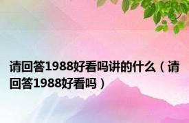 请回答1988好看吗讲的什么（请回答1988好看吗）