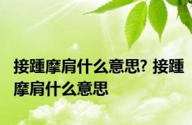 接踵摩肩什么意思? 接踵摩肩什么意思