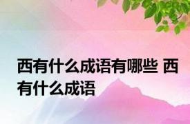 西有什么成语有哪些 西有什么成语