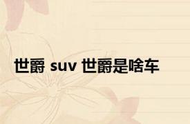 世爵 suv 世爵是啥车