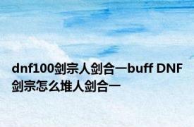 dnf100剑宗人剑合一buff DNF剑宗怎么堆人剑合一