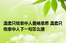 温柔只给意中人是啥意思 温柔只给意中人下一句怎么接