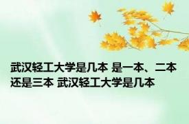 武汉轻工大学是几本 是一本、二本还是三本 武汉轻工大学是几本