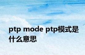 ptp mode ptp模式是什么意思