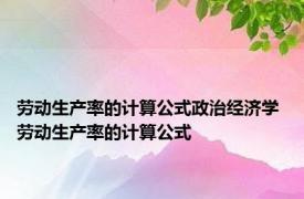 劳动生产率的计算公式政治经济学 劳动生产率的计算公式