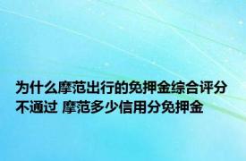 为什么摩范出行的免押金综合评分不通过 摩范多少信用分免押金