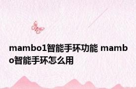 mambo1智能手环功能 mambo智能手环怎么用