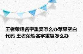 王者荣耀名字重复怎么办苹果空白代码 王者荣耀名字重复怎么办