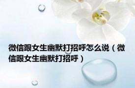 微信跟女生幽默打招呼怎么说（微信跟女生幽默打招呼）