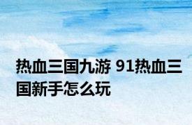 热血三国九游 91热血三国新手怎么玩