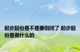 起步股份是不是要倒闭了 起步股份是做什么的