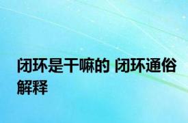 闭环是干嘛的 闭环通俗解释