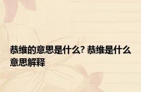 恭维的意思是什么? 恭维是什么意思解释