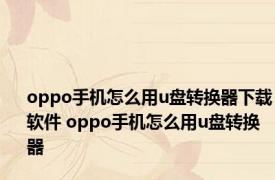 oppo手机怎么用u盘转换器下载软件 oppo手机怎么用u盘转换器