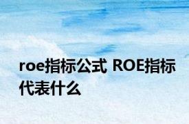 roe指标公式 ROE指标代表什么