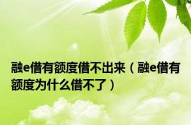 融e借有额度借不出来（融e借有额度为什么借不了）