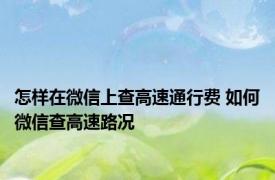 怎样在微信上查高速通行费 如何微信查高速路况