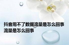 抖音用不了数据流量是怎么回事 流量是怎么回事