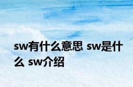 sw有什么意思 sw是什么 sw介绍